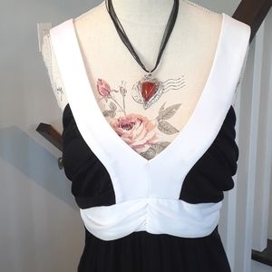 & Jolie black & white long chiffon maxi party dress